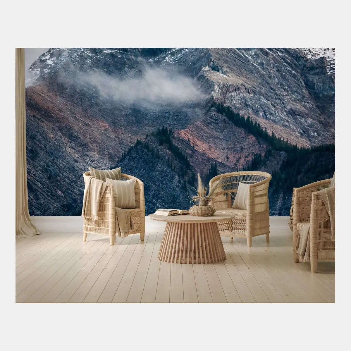 Fototapete dramatischer alpiner gipfel im nebel – Pixers®
