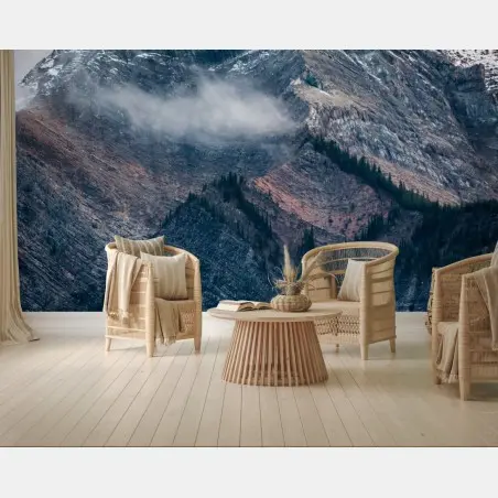 Fototapete dramatischer alpiner gipfel im nebel – Pixers®