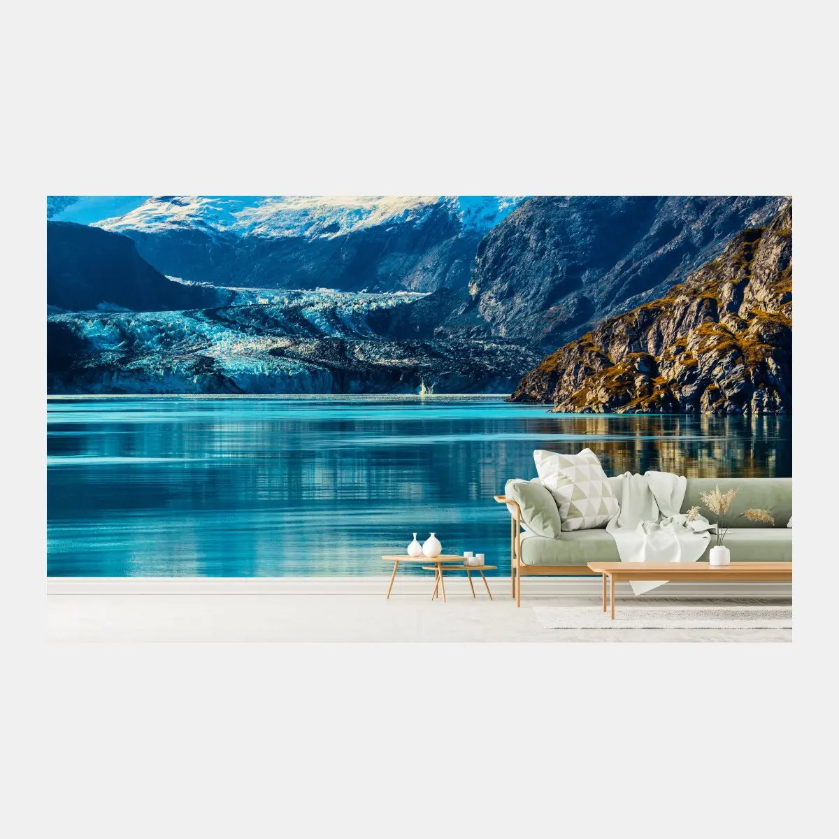 Fototapete ruhiger türkisfarbener bergsee – Pixers®