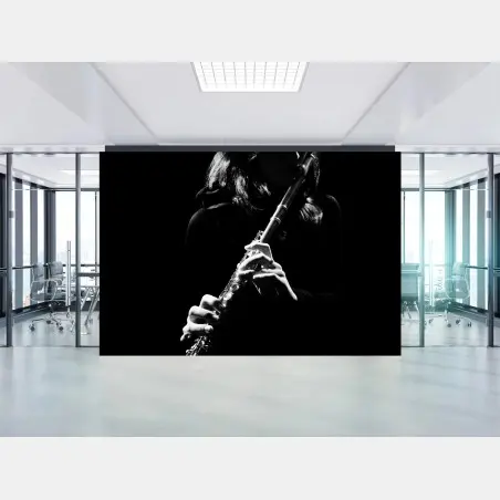 Fototapete elegante flötensilhouette – Pixers®