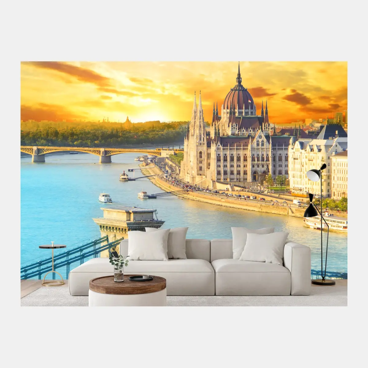 Fototapete sonnenuntergang über Budapest und der Kettenbrücke – Pixers®