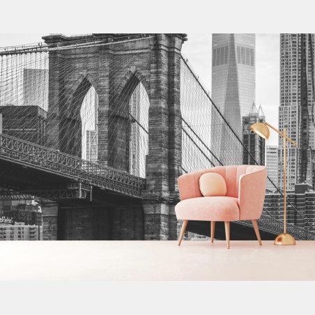 Fototapete Brooklyn bridge schwarzweiß stadtbild – Pixers®