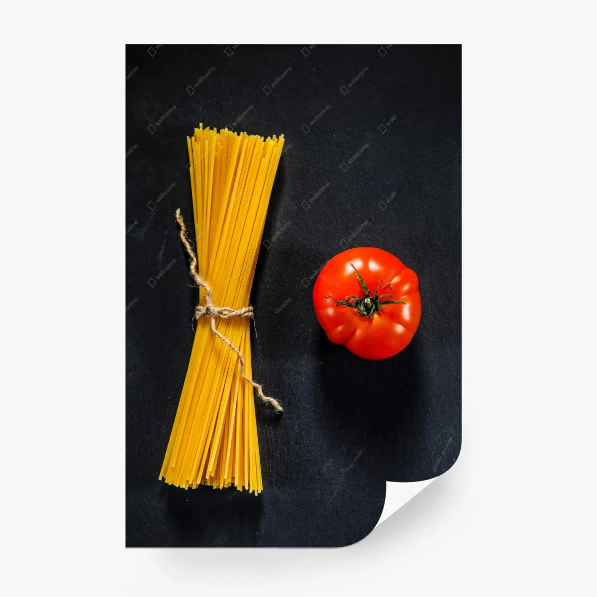 Fototapete minimalistische spaghetti- und tomatenkomposition – Pixers®