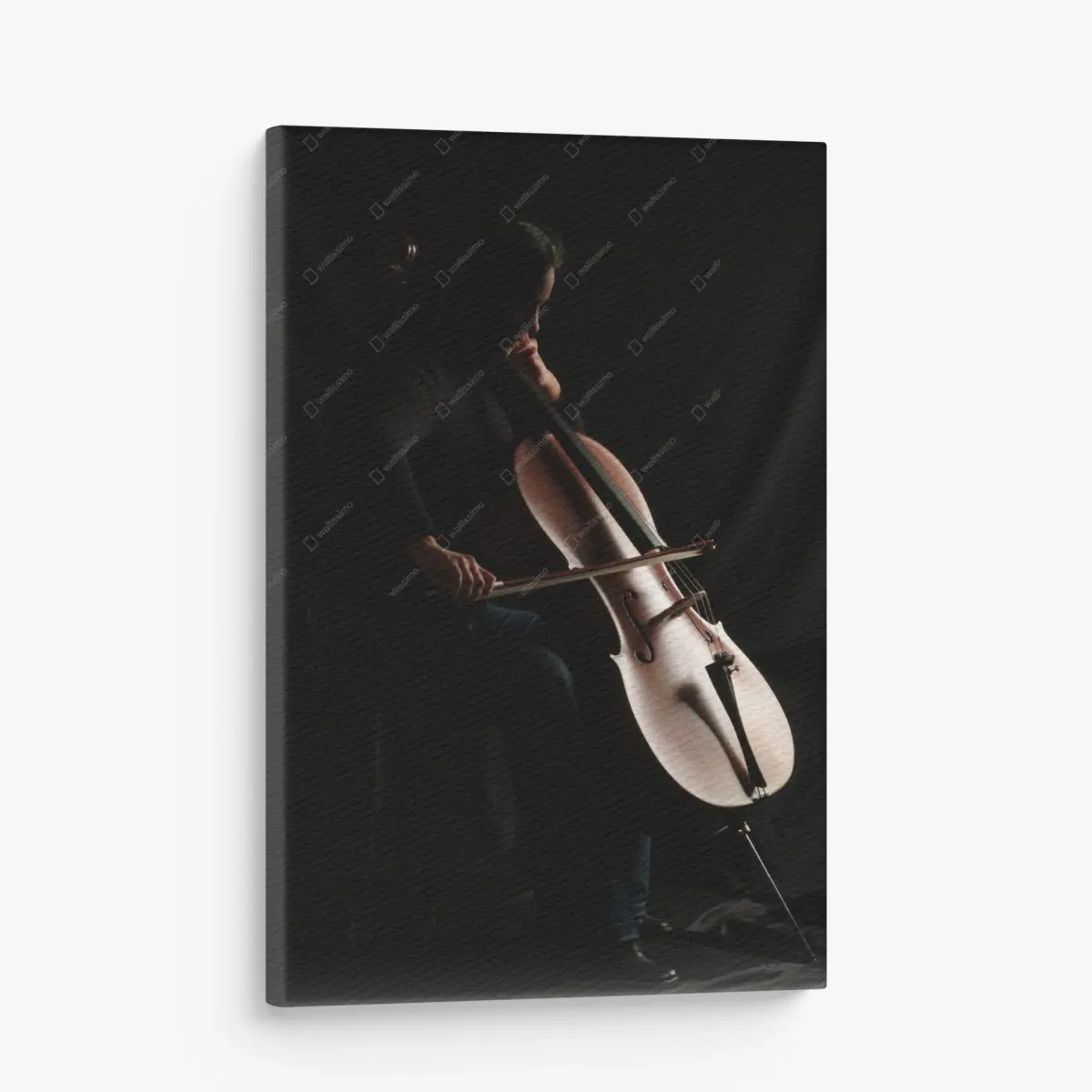 Leinwandbild silhouette eines cellisten im schatten – Pixers®