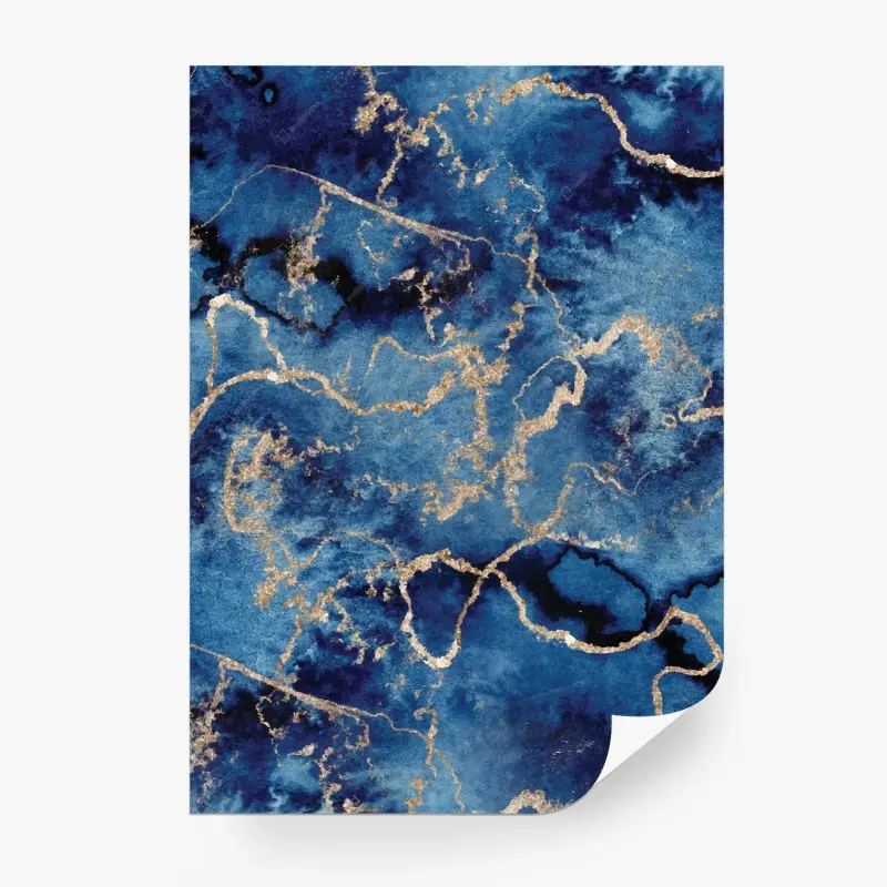 Fototapete tiefblauer marmor mit goldenen adern