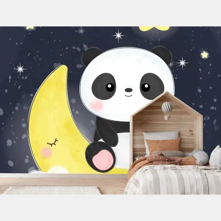 Fototapete schlafender panda auf dem mond – Pixers®