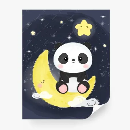 Fototapete schlafender panda auf dem mond – Pixers®