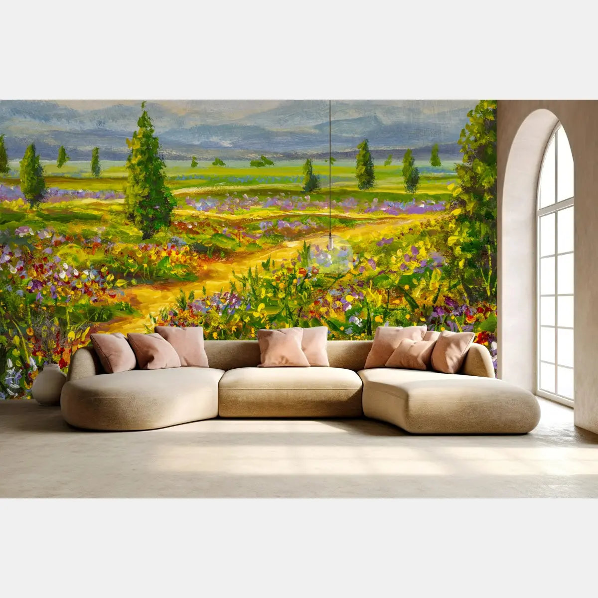 Fototapete sonnige wiese mit wildblumen – Pixers®