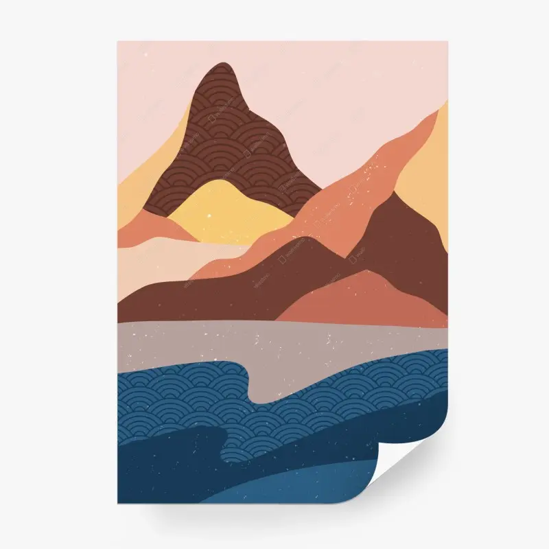 Fototapete abstrakte japanische berglandschaft