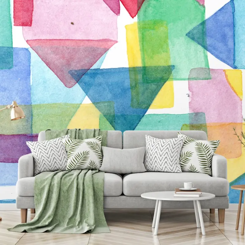 Fototapete bunte geometrische aquarellkomposition