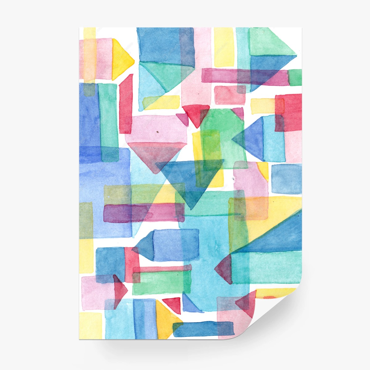 Fototapete bunte geometrische aquarellkomposition – Pixers®