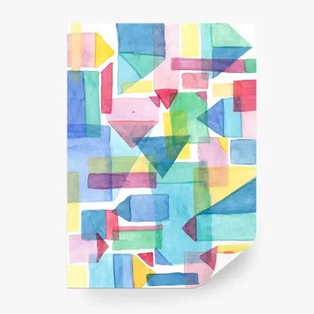 Fototapete bunte geometrische aquarellkomposition – Pixers®