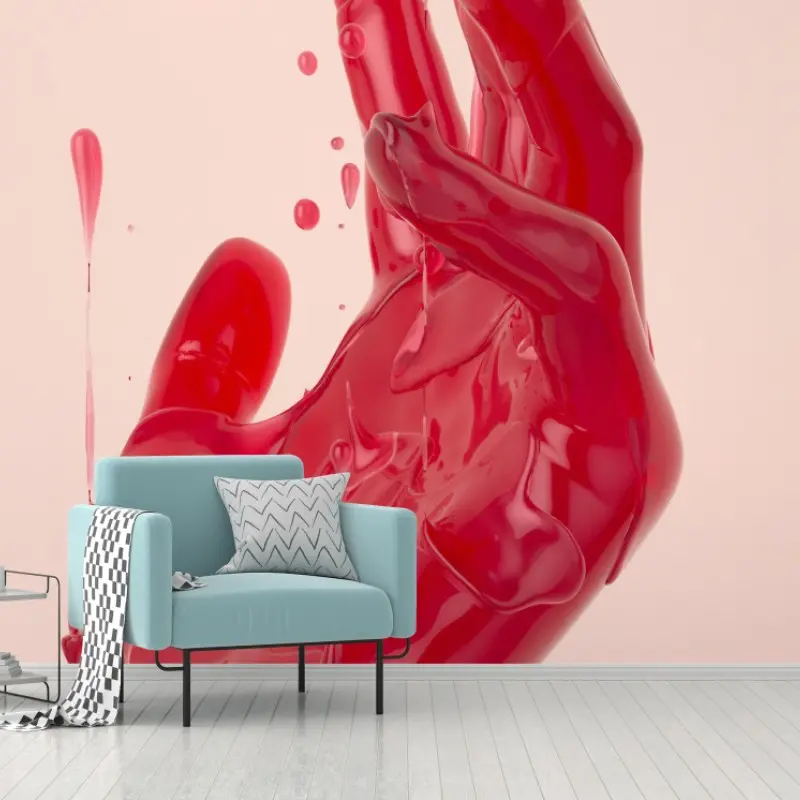 Fototapete schmelzende rote hand abstrakte grafik