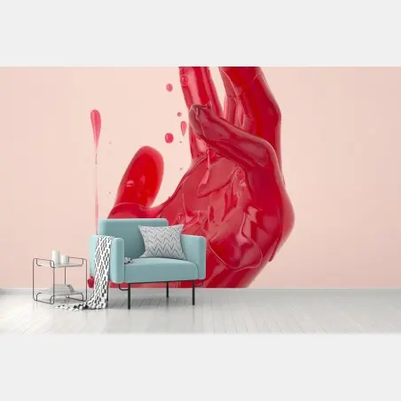 Fototapete schmelzende rote hand abstrakte grafik – Pixers®