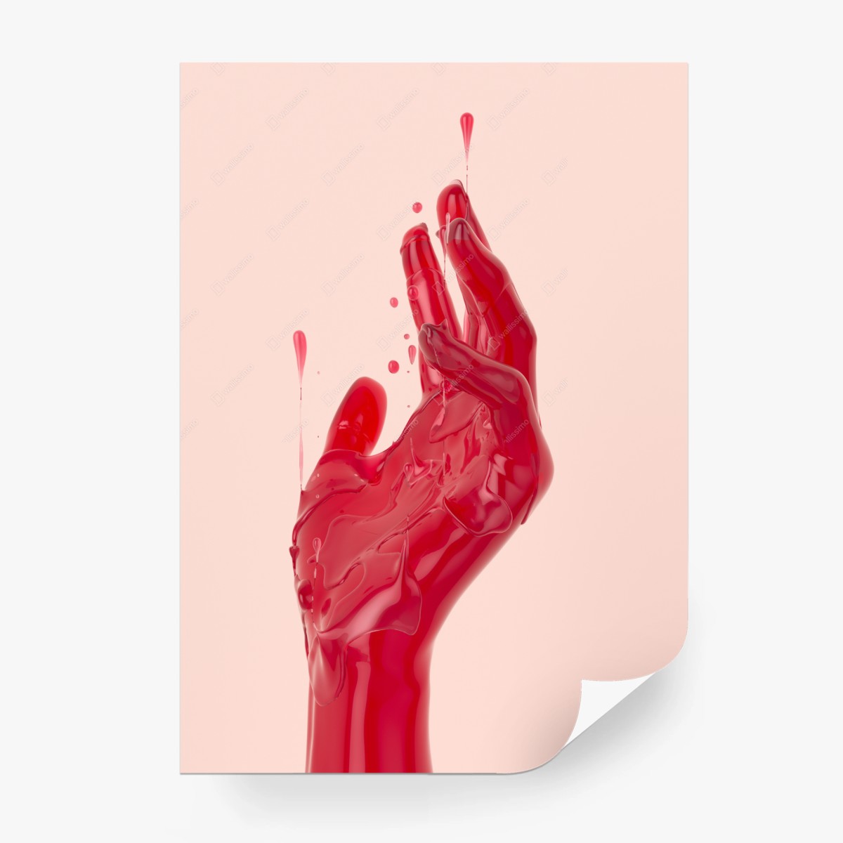 Fototapete schmelzende rote hand abstrakte grafik – Pixers®