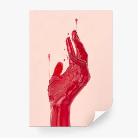 Fototapete schmelzende rote hand abstrakte grafik – Pixers®