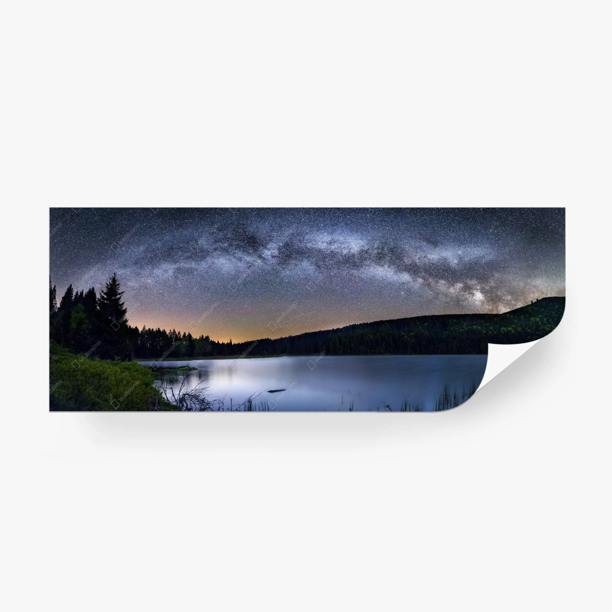 Fototapete milchstraße über einem ruhigen see – Pixers®