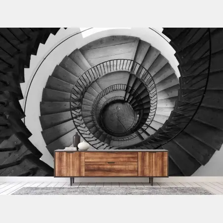 Fototapete monochrome spiraltreppe geometrie – Pixers®