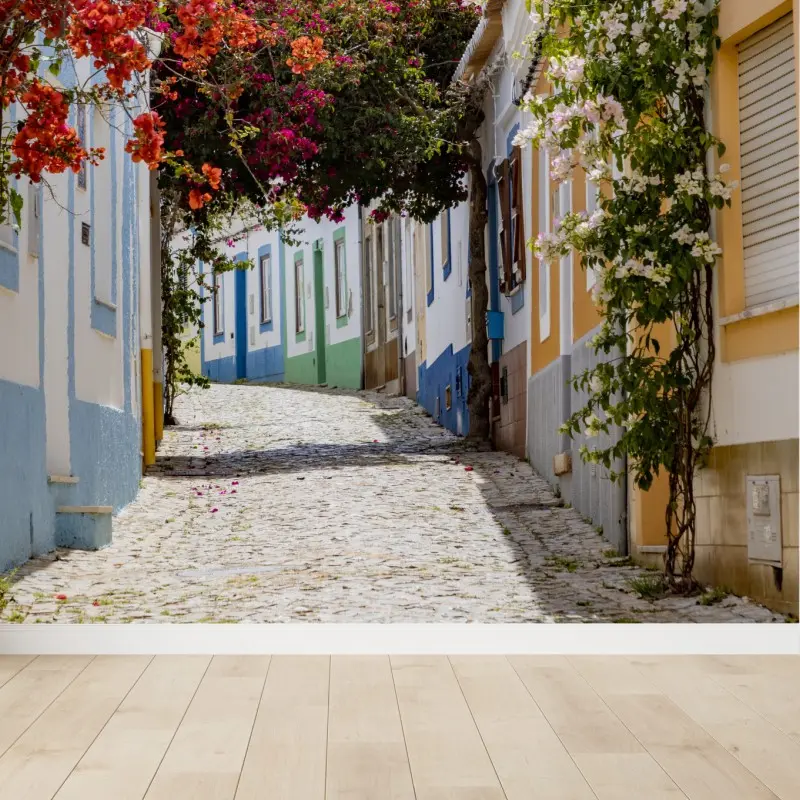 Fototapete bunte gasse in Ferragudo, Portugal