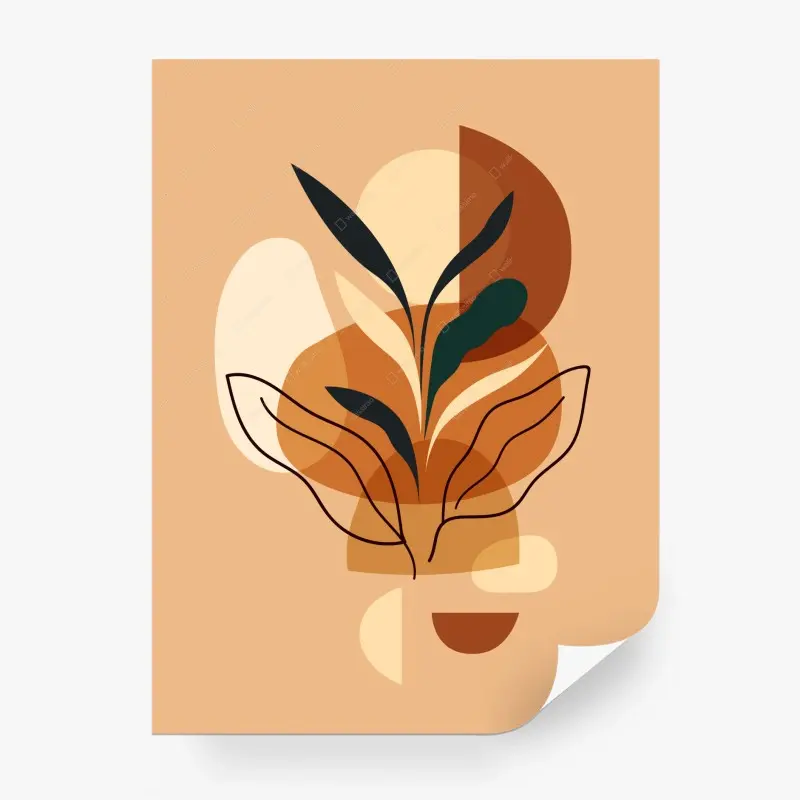 Fototapete warmes abstraktes botanisches motiv