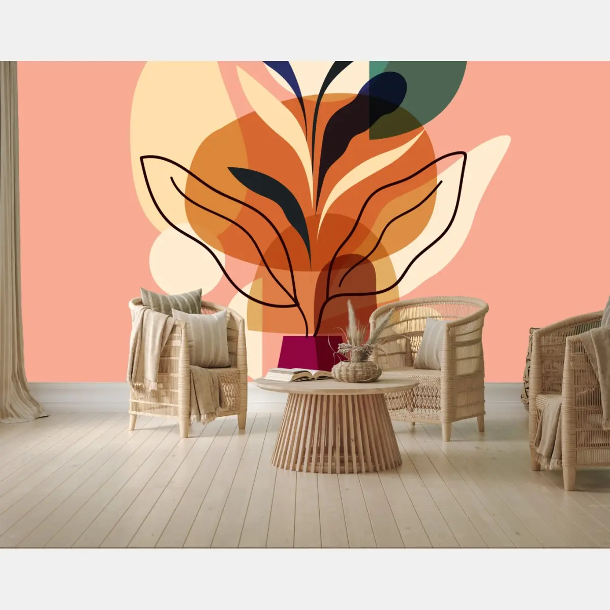 Fototapete abstrakter botanischer strauß in einer vase – Pixers®