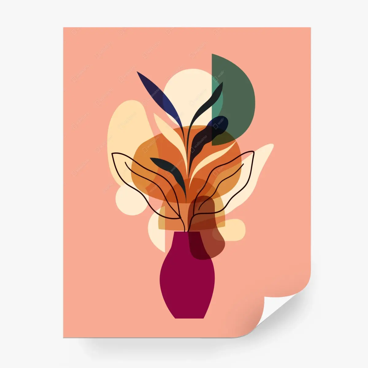 Fototapete abstrakter botanischer strauß in einer vase – Pixers®