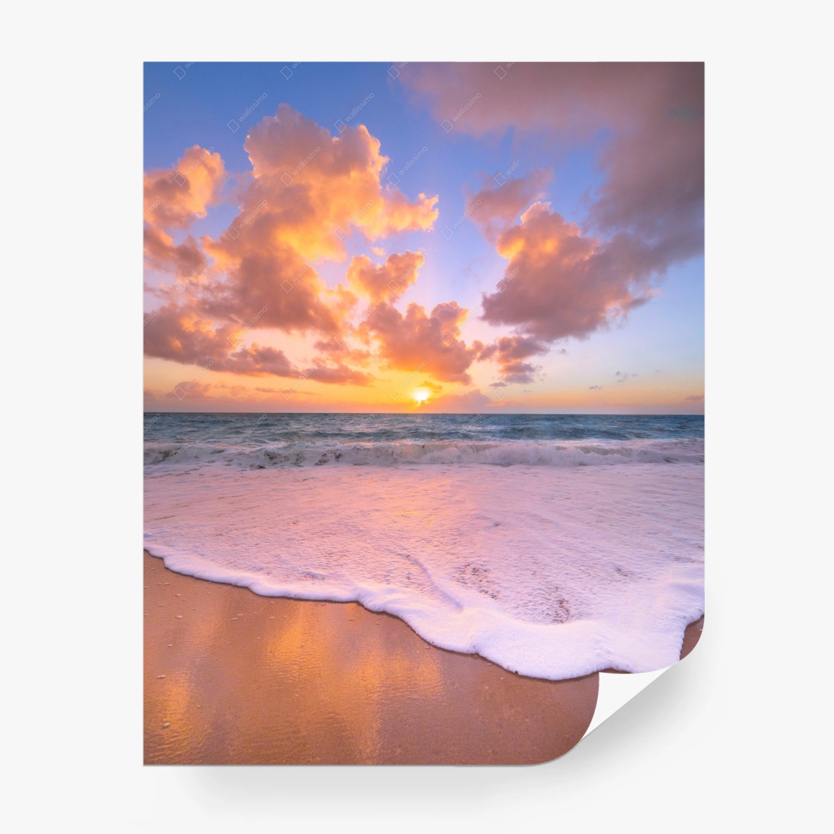Fototapete sanfter rosa sonnenuntergang am strand – Pixers®
