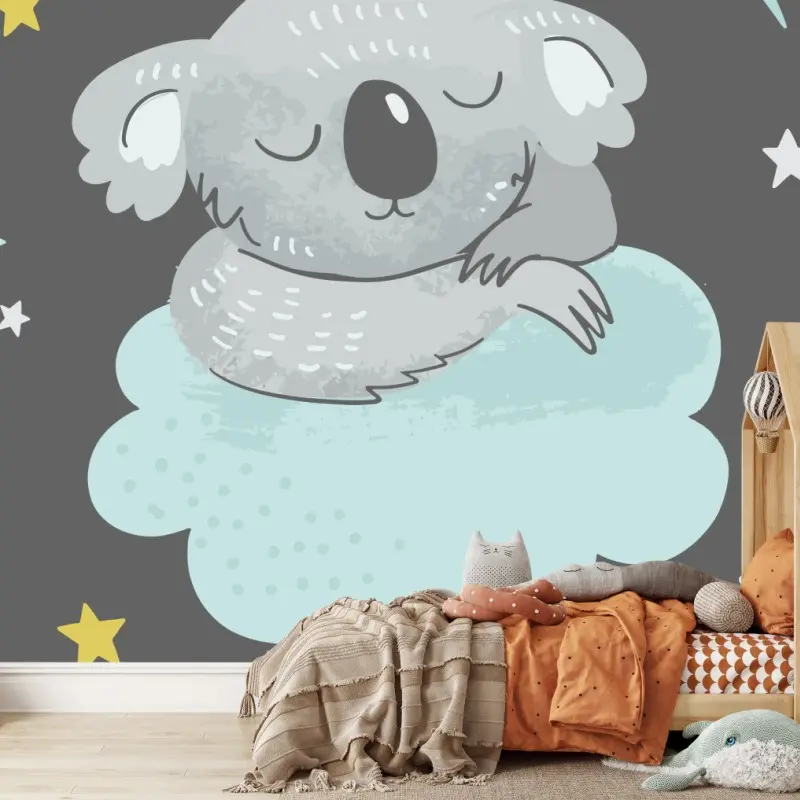 Fototapete schlafender koala auf wolke - märchenhafte dekoration fürs kinderzimmer