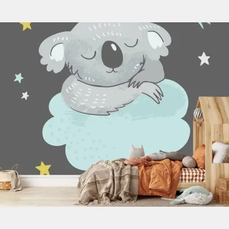 Fototapete schlafender koala auf wolke - märchenhafte dekoration fürs kinderzimmer – Pixers®