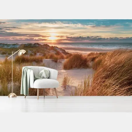 Fototapete sonnenuntergang über den dünen von Ameland – Pixers®