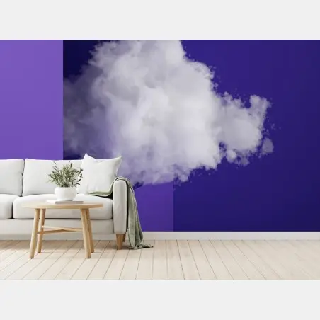 Fototapete schwebende wolke im violetten interieur – Pixers®