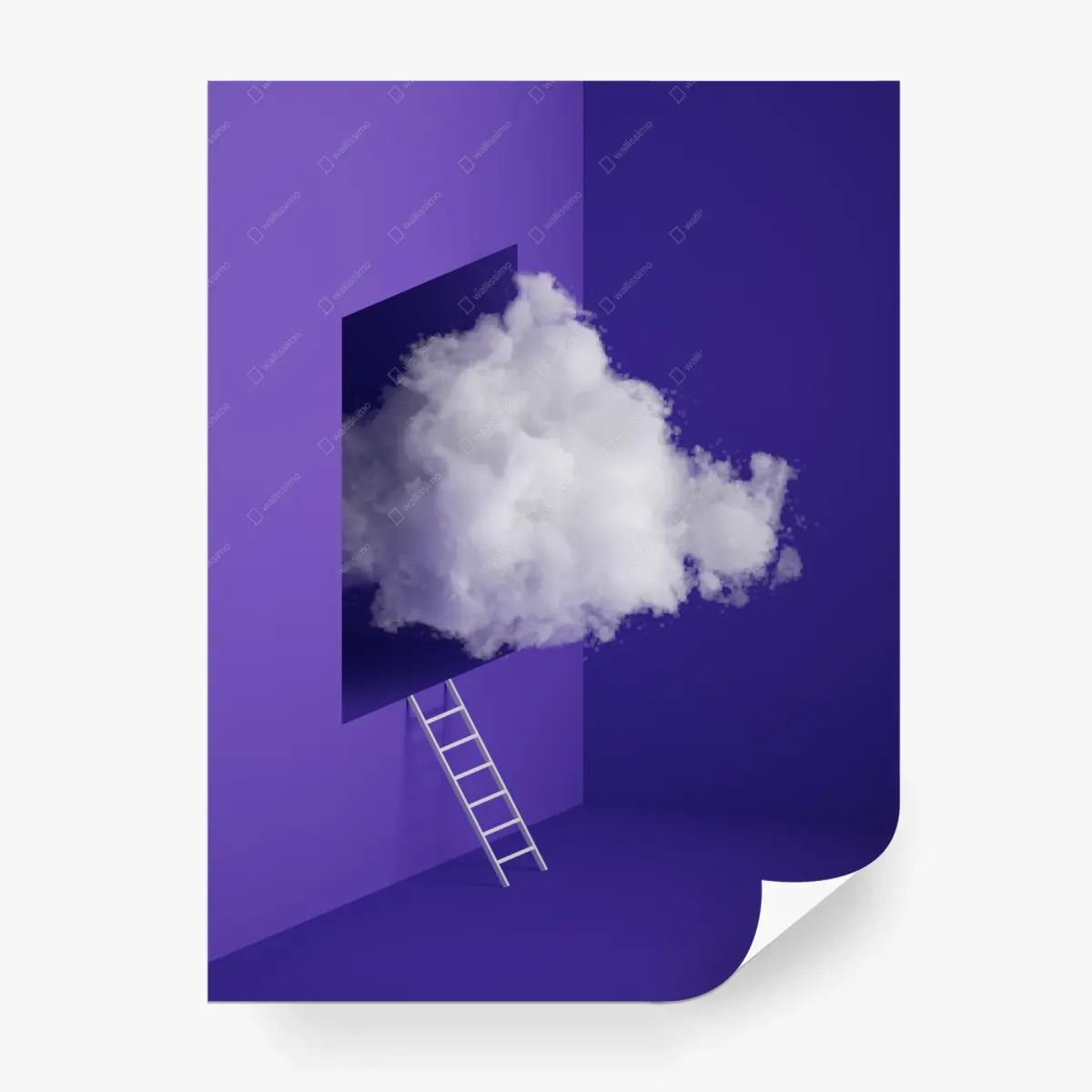 Fototapete schwebende wolke im violetten interieur – Pixers®