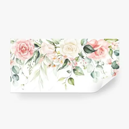 Fototapete zarte aquarellrosen mit eukalyptus – Pixers®