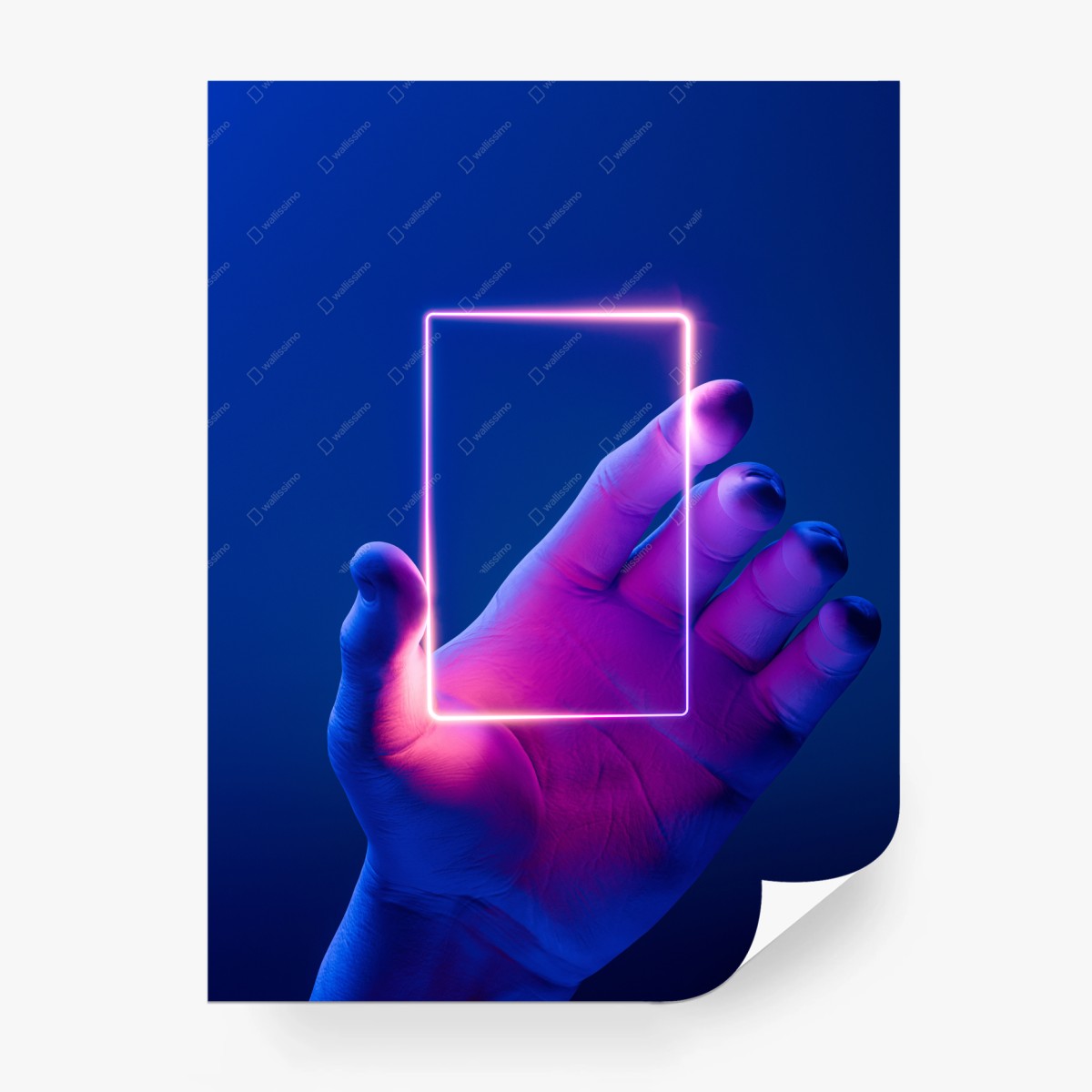 Fototapete neonrahmen in der hand – Pixers®