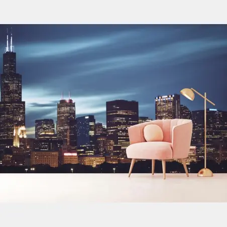 Fototapete panorama Chicago bei nacht – Pixers®