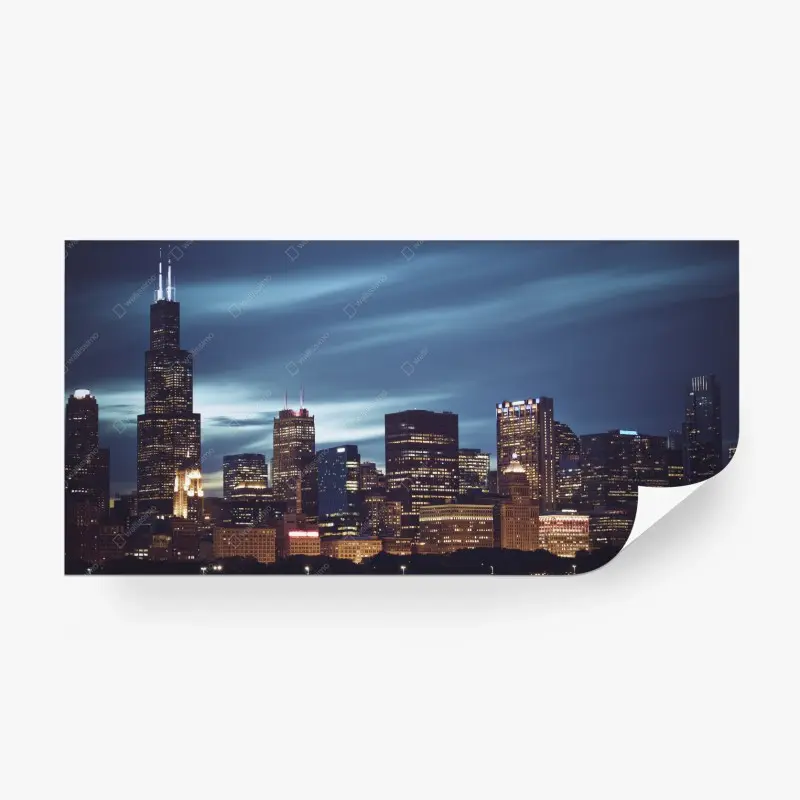 Fototapete panorama Chicago bei nacht