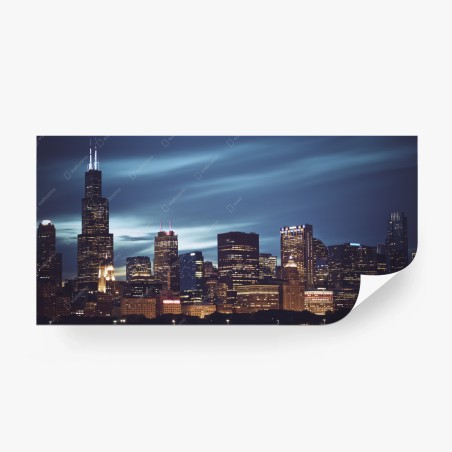 Fototapete panorama Chicago bei nacht – Pixers®