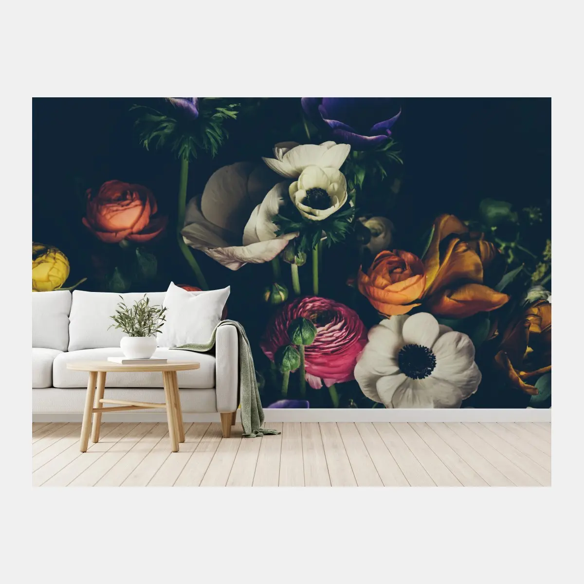 Fototapete stimmungsvolles dunkles blumenbouquet – Pixers®