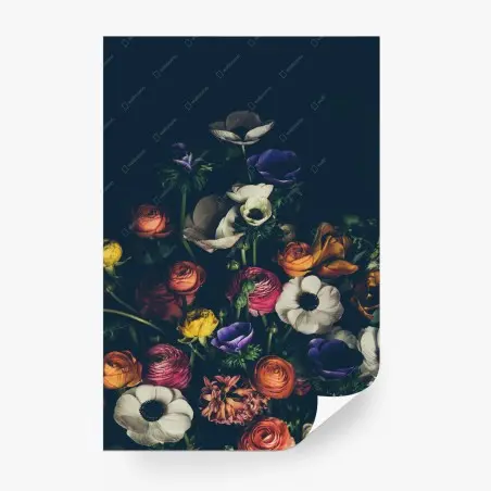 Fototapete stimmungsvolles dunkles blumenbouquet – Pixers®