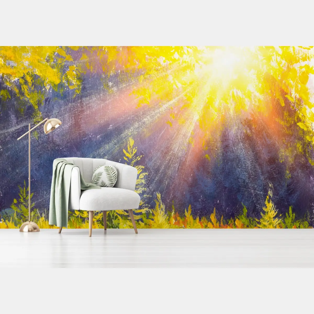 Fototapete goldener waldesglanz aquarell – Pixers®