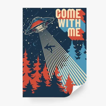 Fototapete come with me vintage ufo grafik – Pixers®