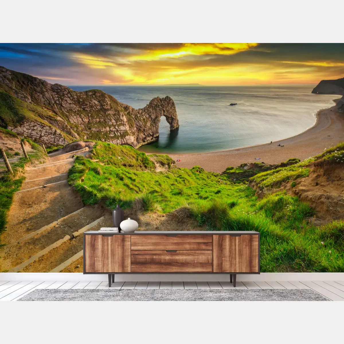 Fototapete Durdle Door sonnenuntergang an der Jurassische Küste – Pixers®