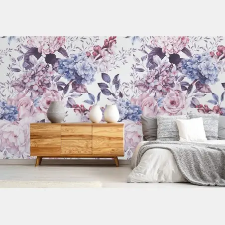Fototapete pastell aquarell blumenmuster – Pixers®