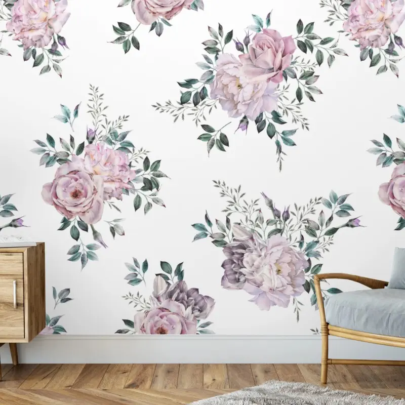Fototapete zartes pastell aquarell blumenmuster