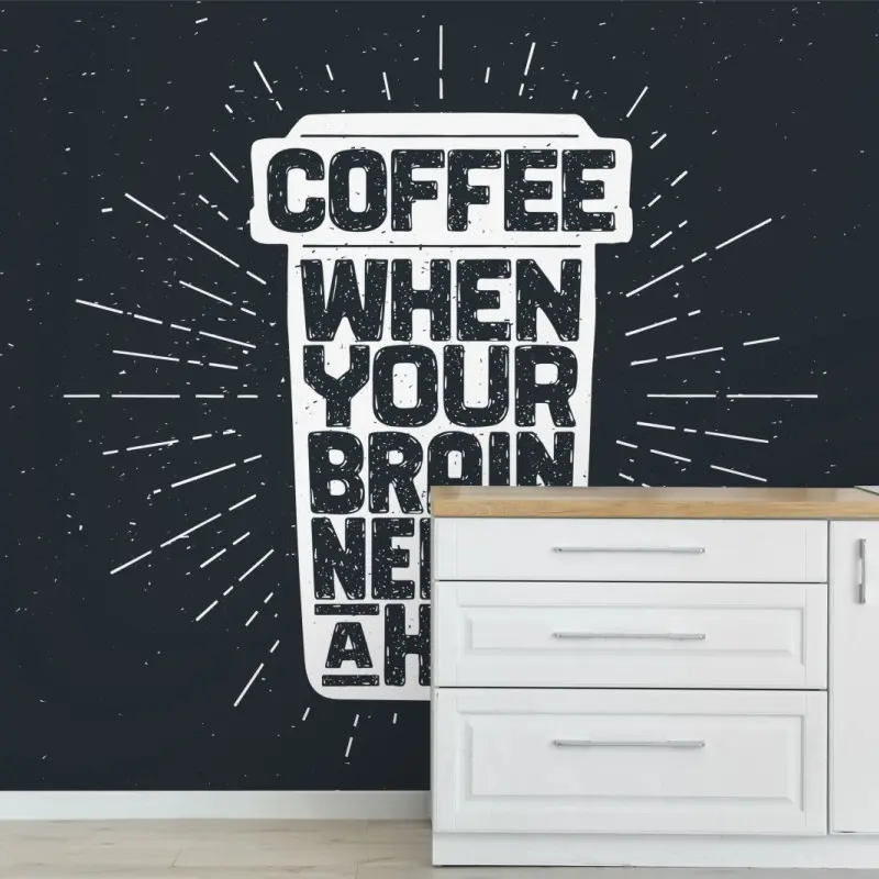 Fototapete kaffee wenn dein gehirn eine umarmung braucht vintage typografie