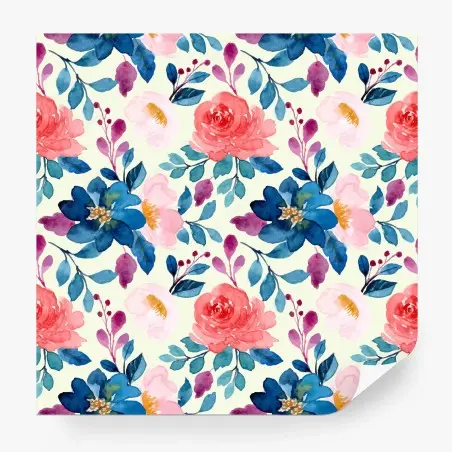 Fototapete aquarell blumenmuster mit rosen und blauen blüten – Pixers®