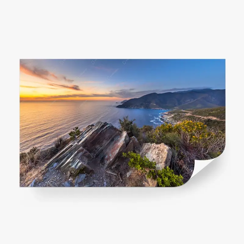Fototapete küstensonnenuntergang über Cap Corse