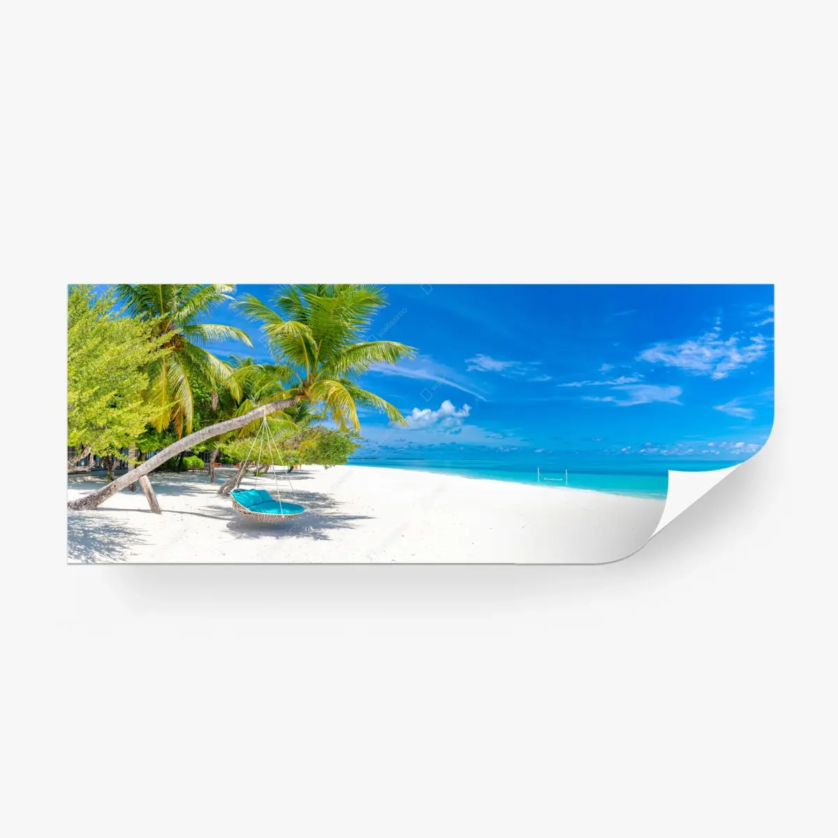 Fototapete tropischer strand mit hängematte auf weißem sand – Pixers®