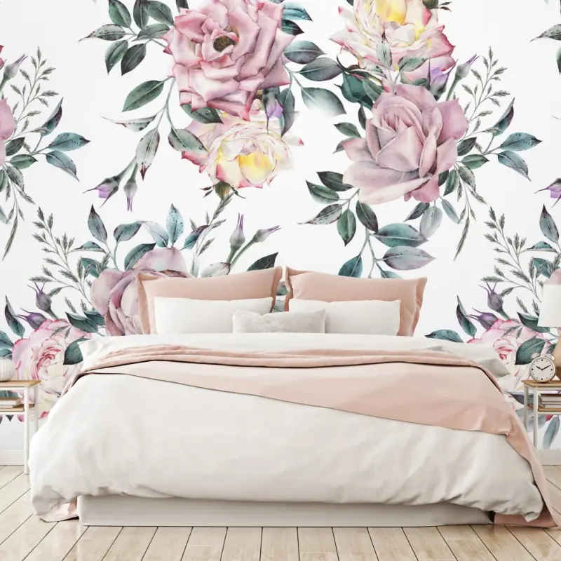 Fototapete aquarell rosen in pastellfarben