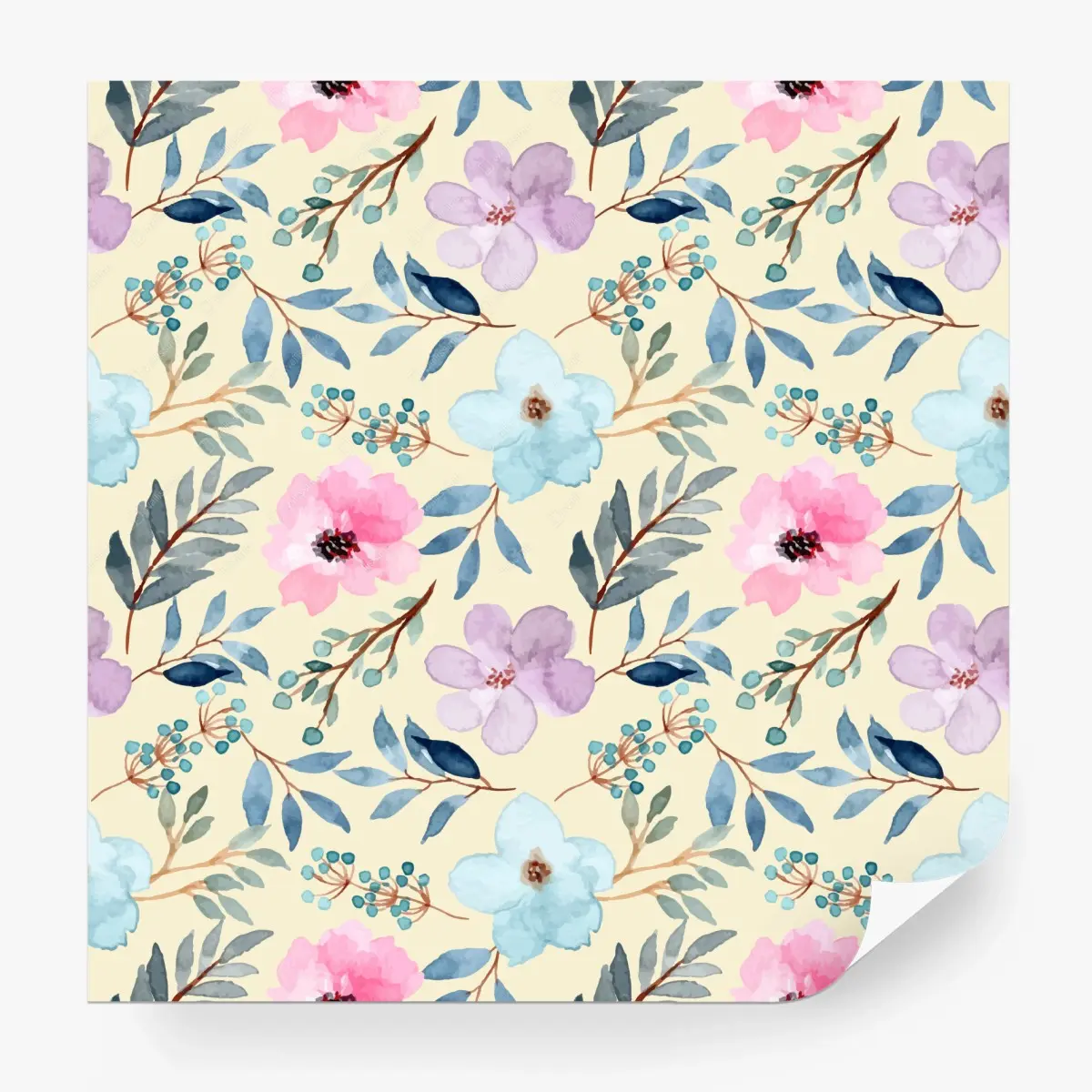 Fototapete zartes aquarell-blumenmuster – Pixers®